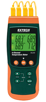 Extech SDL200 4-Channel Data Logging Thermometer | Digital Thermometers / Thermocouple Thermometers | Extech-Thermometers |  Supplier Saudi Arabia