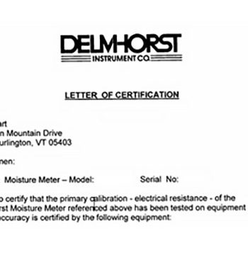 Delmhorst Certificate of Conformance | Delmhorst Instrument |  Supplier Saudi Arabia